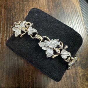 Vintage SARAH COVENTRY Gold Tone Double Maple Leaf Design Statement Cocktail